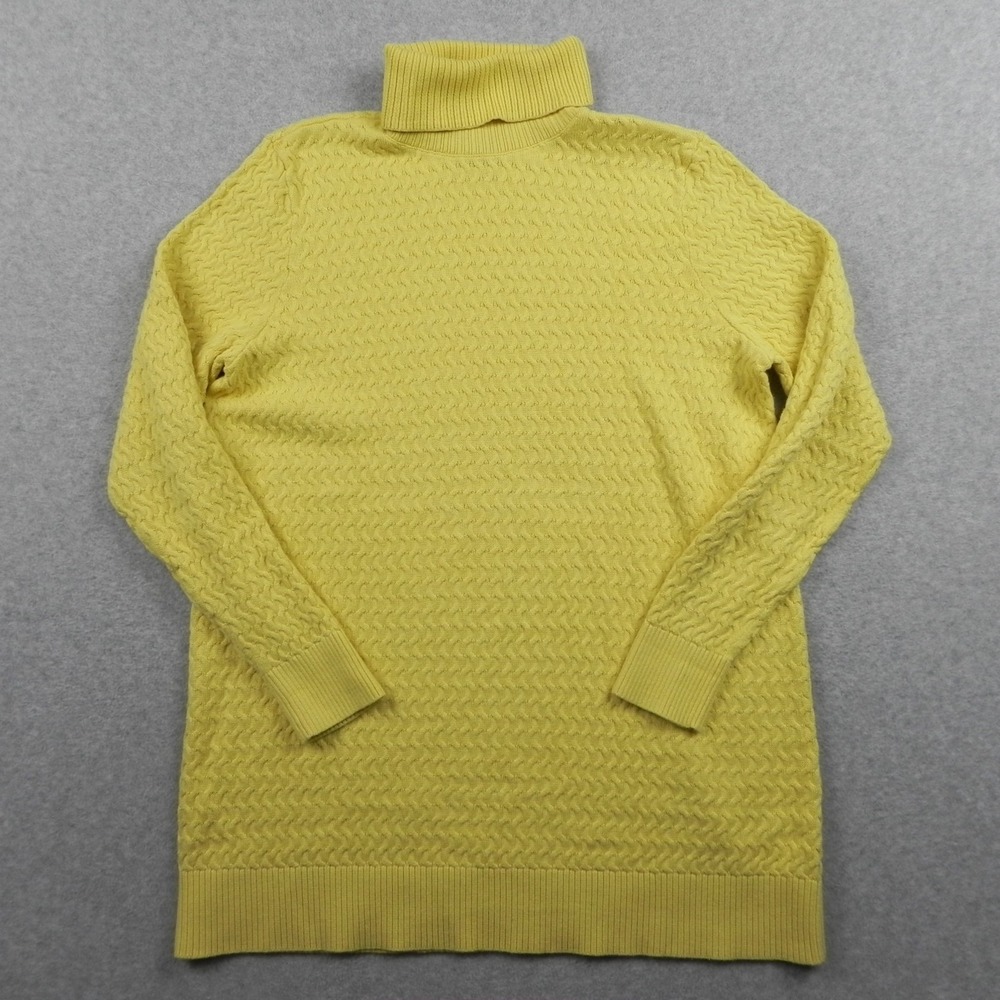 Lands End Sweater Womens Large Tunic Pullover Cable Knit Turtleneck Long Sleeve‎